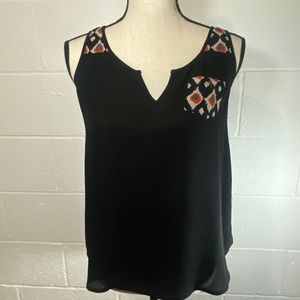 Le Sample Black Tank with Unique Design on Back & Pocket